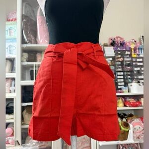 Red Women's Belted Shorts